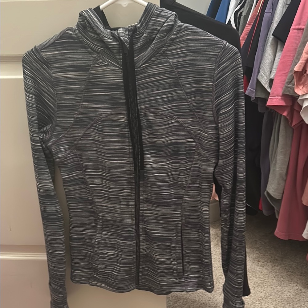 Striped Gray Zip-Up Hoodie